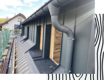 Verkleidung einer Gaube in Nahaufnahme