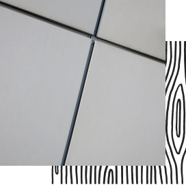 Ausschnitt einer Metallfassade in Nahaufnahme