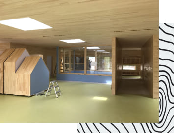 Trockenbauphase in einem öffentlichen Gebäude